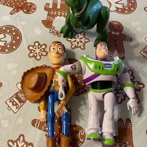 Disney Toy Story Woody, Buzz, and Rex Figures - Brown, Green, Purple